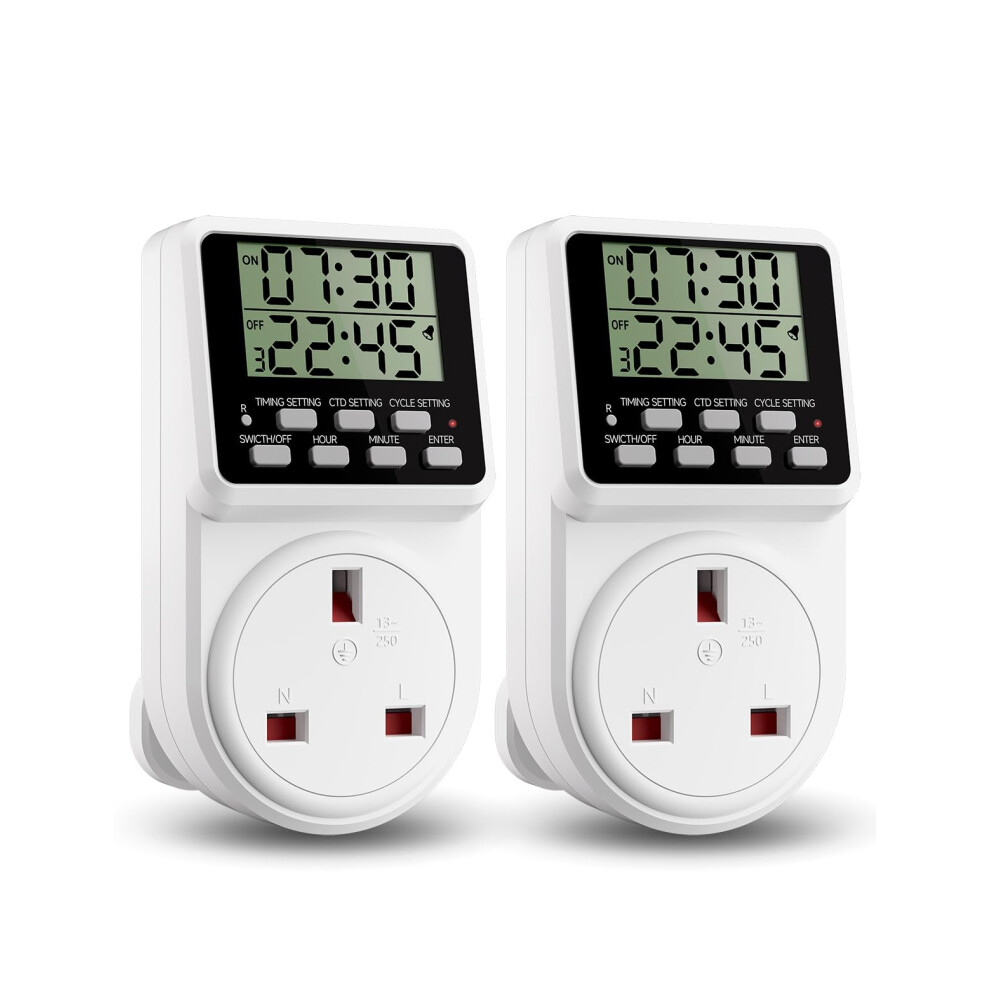 Oridget 24 Hour Digital Electric Timer Plug Socket Uk With On-Off Repeat Cycle Timer, Daily Program And Countdown For Lights And Home Appliances, 13A 1260539803513