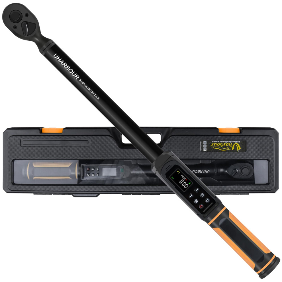 Uharbour Digital Torque Wrench 1/2 Drive, Electric Torque Wrench 5.1-340 Nm Range, 1% Accuracy With Vibration, Buzzer And Led Alert, Suitable For Ca 9456084740812