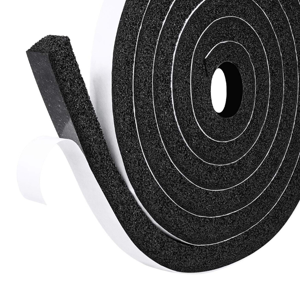 Fowong Draught Excluder Tape, 12Mm Width X 12Mm Thick Low-Density Door Weather Strip Air Conditioner Seal Strip (2 Rolls,Each 2M Long) 9337556726483