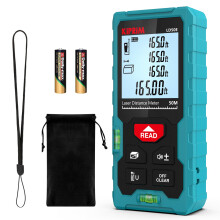 High Accuracy Laser Distance Meter 165ft/50m Kiprim LD50E Laser Measurement tool with Larger Backlit LCD,2 Bubble Levels,M/in/Ft Unit Switching and P