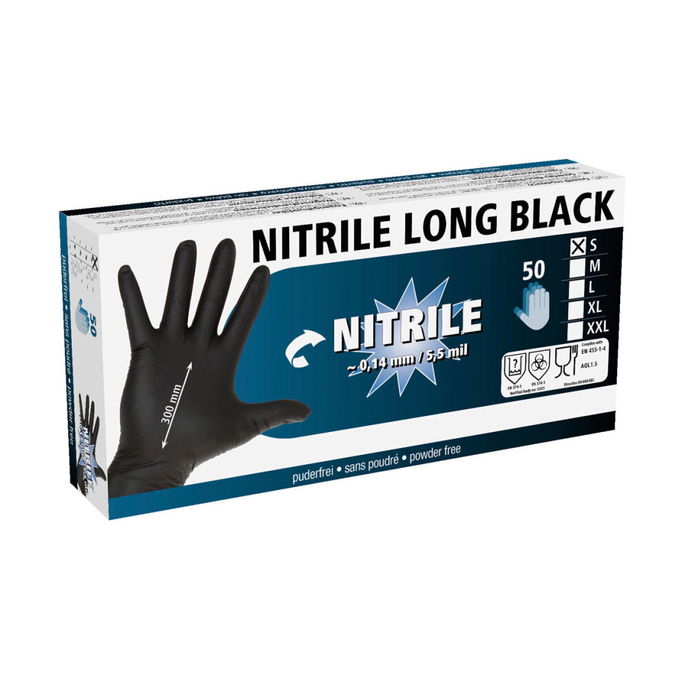 (Xxl, Black) Battles Nitrile Disposable Gloves (Pack Of 50) 5063107073655