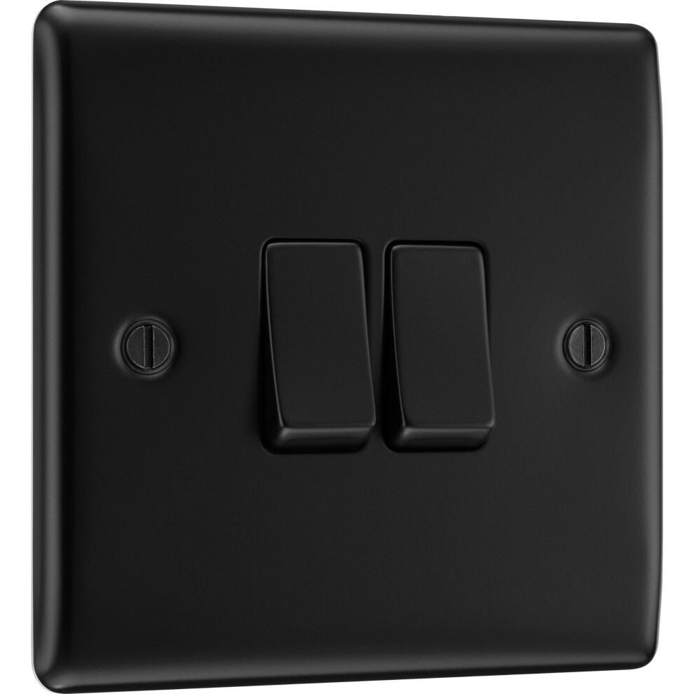Photos - Other Electrical Equipment BG Electrical Double Wall Light Switch, 2 Way, Raised and Slim Profile, Round Edges, Nexus Metal, Matt Black, 20A, 16AX, NFB