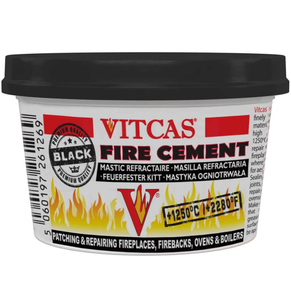 Vitcas 500 Gram Black Fire Cement - Excellent Adhesion - Converts To Rock Â Patching Â Repairing Â Fireplaces Â Stoves Â Boilers - Easy To U 7732051128442