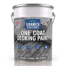 SIRAMICO COATINGS One Coat Anti-Slip Decking Paint | 5 Litres | 7 Luxury Colours I Mould & UV Resistant Formula | White - Grey - Sage Green - Black -