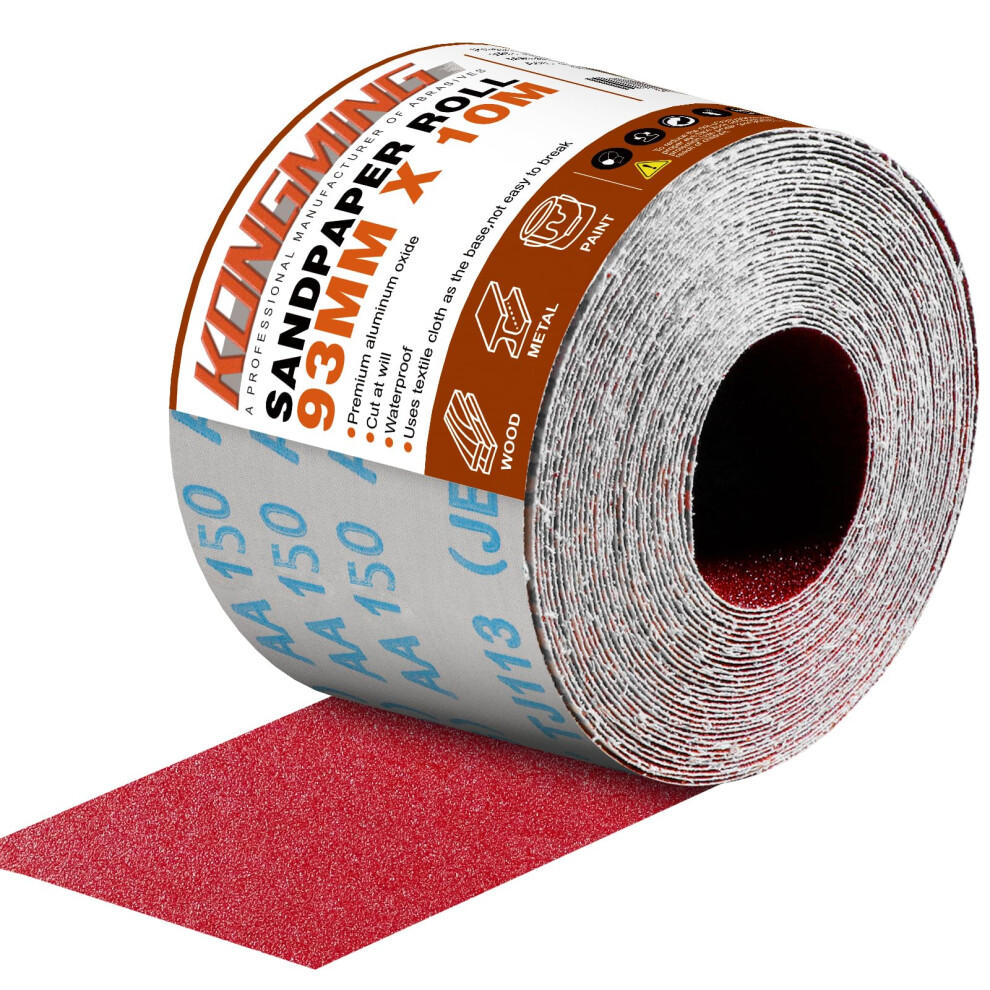 Kongming Sandpaper Roll 10M X 93Mm Grit 150 Aluminium Oxide Abrasive For Sanding 5009806287450