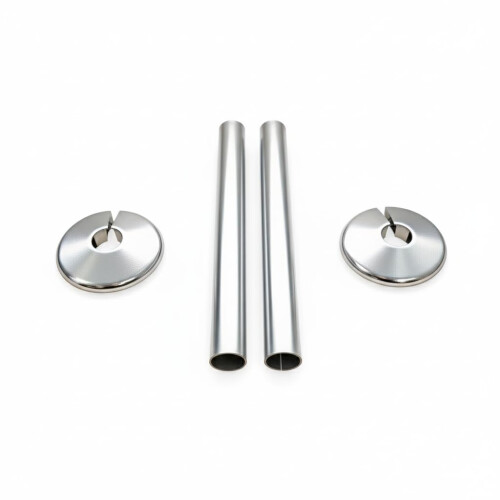Radiator Pipe Sleeves and Collars for 15mm Pipework - Polished Chrome Effect (Pa
