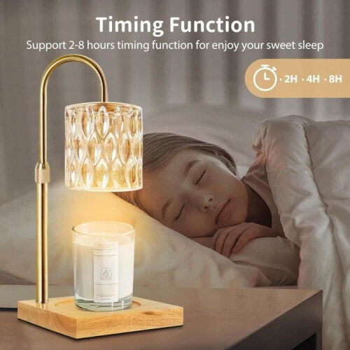 Adjustable Electric Candle Warmer Lamp with 2 Bulbs, Timer and Dimmer for Jar Candles, Height Adjustable 1