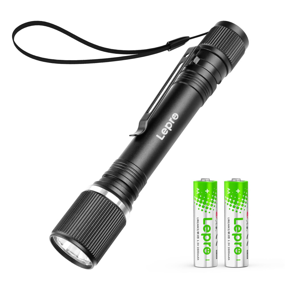 Lepro Torch Battery Powered, Small Bright Led Flashlight With Clip, 3 Modes, Ipx4 Waterproof, Anti-Slip Aluminum Body For Camping, Emergency, Dog Wal 8283197030070