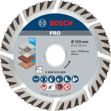 Bosch 1x PRO Multi Material Long Life Diamond Cutting Disc for Bore 22.23 and Small Angle Grinders (for Concrete, Reinforced concrete, Ø 125 mm, Prof