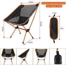Silla plegable de camping, unisex, naranja, ultraligera, tela Oxford 600D, incluye bolsa de transporte.