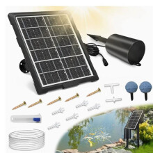 Aérateur Solaire pour Bassin avec Pompe à Air, 3 Modes (18 H/24 H/36 H), 3 W et 2 200 MAh