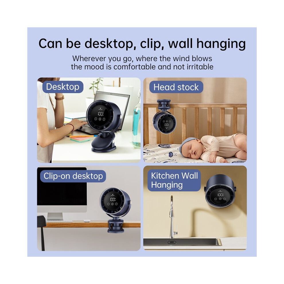 Rechargeable Portable Clip 360 Rotate Quiet Turbo Desk Fan For Stroller Bed Travel Camping,Strong Wind, Usb Operated 6031596806701