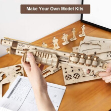Kit de Quebra-Cabeça Mecânico de Madeira com Elásticos, Brinquedo de Montagem DIY para Crianças e Adultos, Brinquedo Educativo STEM de Const