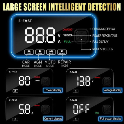 Chargeur de batterie intelligent 12 V 6 A avec affichage LED, usage universel, protections multiples, format compact 1