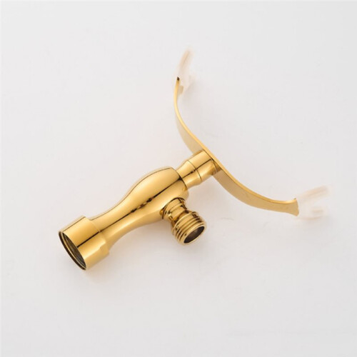 Robinet de Baignoire Chromé à Double Poignée avec Douchette et Bec Pivotant, Couleur Or 1