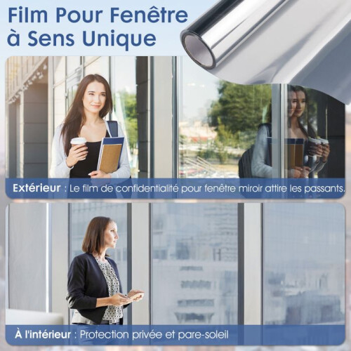 Self-Adhesive Mirror Window Film, 99% UV Protection Solar Control Decorative Silver, 44.5 x 200 cm 2
