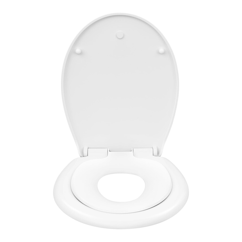 Family Child Toilet Seat, Soft Close Toilet Seat,Potty Training Toilet Seat For Toddler With Release Quick Clean &Top Fix/Blind Hole Fittings White 3803047376025