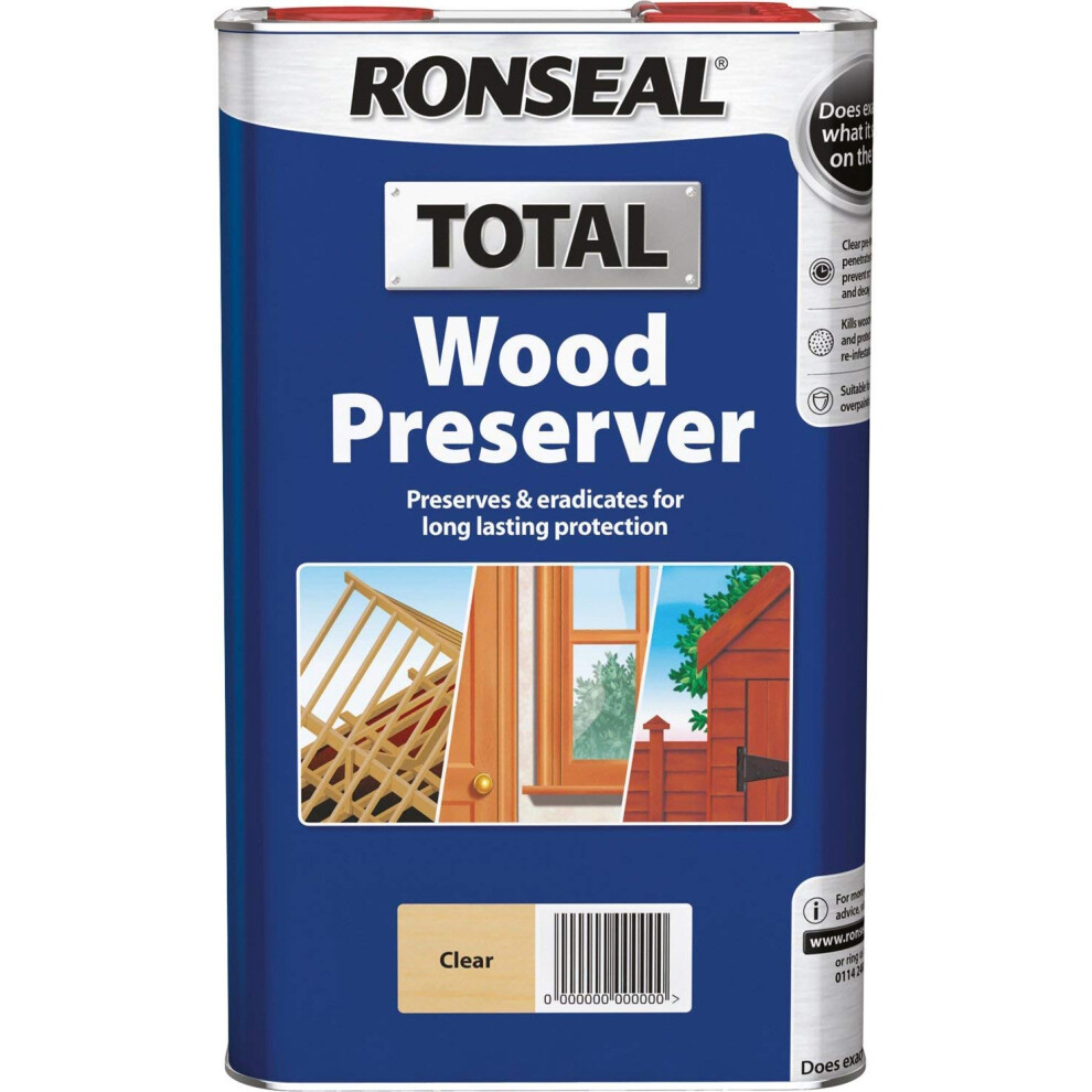 Ronseal Rslwpcl25l 2.5 Litre Total Wood Preserver - Clear