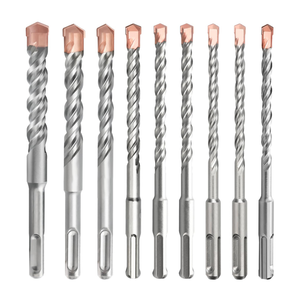 Hsawbit 9-Piece Sds Plus Drill Bits(5Mm-16Mm), Sds Masonry Drill Bit Hammer Drill Bit For Concrete, Brick, Cement, Stone And Masonry 3262431067152