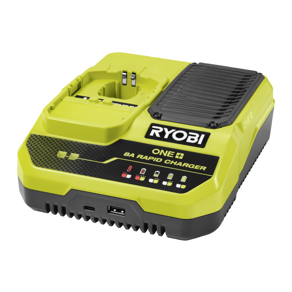 Ryobi - 18V 8.0A Lithium Fast Charger - Charge 1 8.0 Ah Battery In 1 Hour - Rc18180