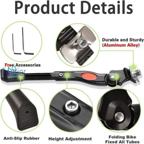 Adjustable Bicycle Kickstand for 16-20 Inch Bikes, Universal Side Support, Durable Alloy Frame 2