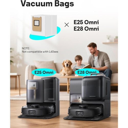 12 Pack E25 E28 Dust Bags Compatible for  Omni Robot Vacuum E25 E28, 4 Layer Filtration System 1