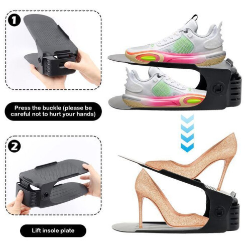 10 Adjustable Shoe Stands, Stackable Shoe Organizers, Space Saving Shoe Rack for Closet and Home 1