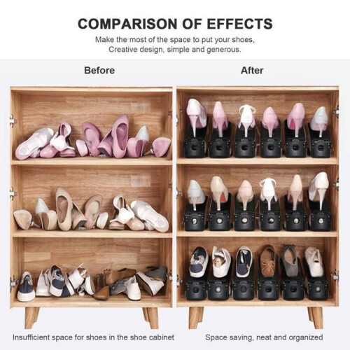 10 Adjustable Shoe Stands, Stackable Shoe Organizers, Space Saving Shoe Rack for Closet and Home 2