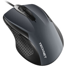 TECKNET USB Wired Mouse, 6400 DPI Mice 4 Adjustable DPI with 6-Button Corded, Optical Computer Mouse with Ergonomic Design for Laptop, Chromebook, PC