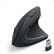 Anker 2.4G Wireless Vertical Ergonomic Optical Mouse, 800/1200 /1600 DPI, 5 Buttons for Laptop, Desktop, PC, Macbook - Black