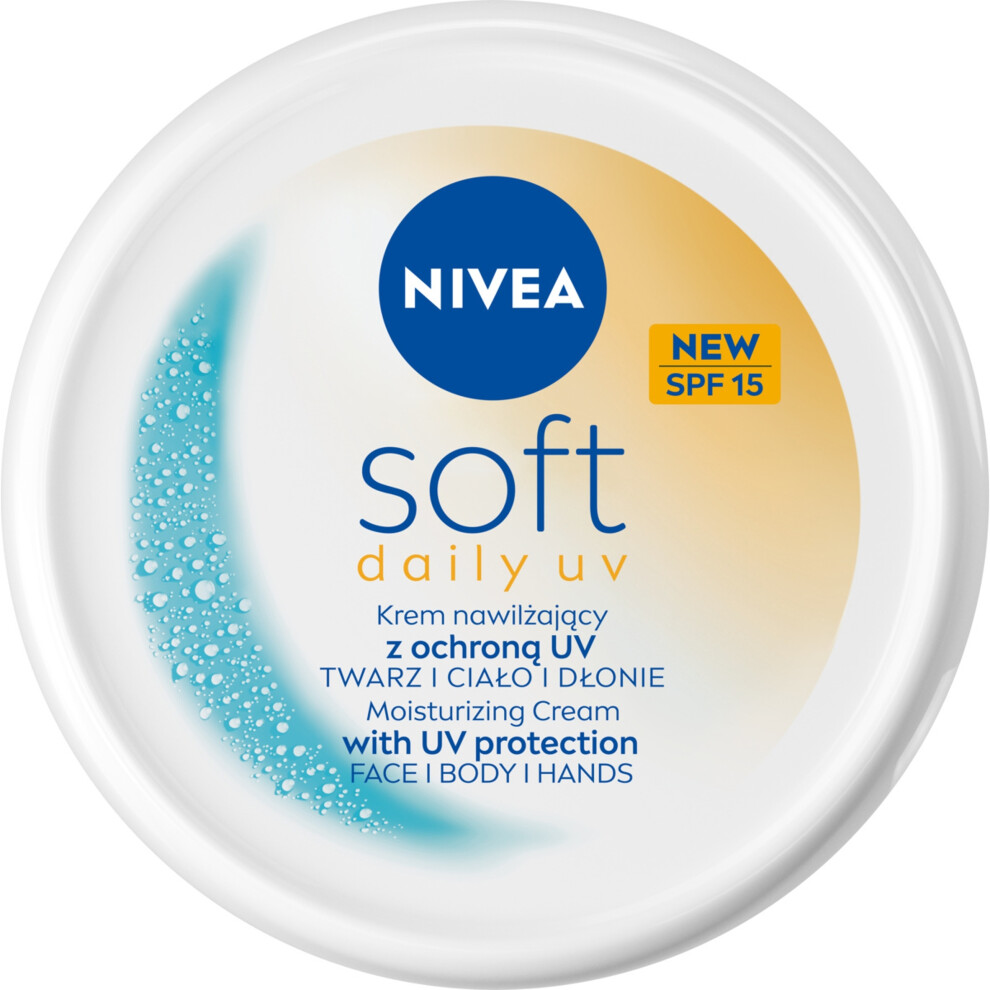 Nivea Soft Daily Uv Moisturising Cream Spf15 For Face, Body And Hands 100 Ml
