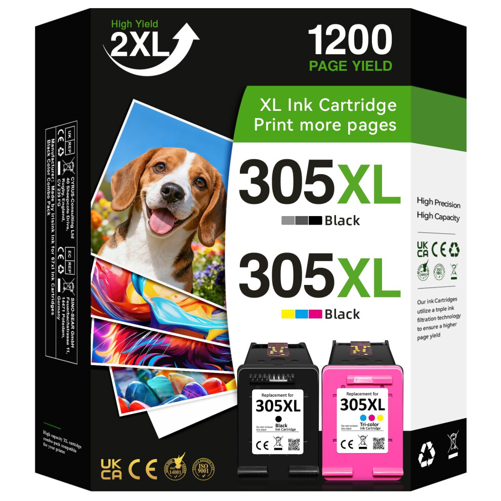305Xl Ink Cartridges High Yield Replacement For Hp 305 Ink Cartridges And Colour For Deskjet 2820E 2810E 2800E 2700E 2710E 2720E 4220E 2721E Pl Black 5007897361981