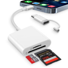 Dalimee 2 in 1 SD Card Reader for iPhone, [. MFi Certified], Lightning & USBC to SD Card Reader with SD and Micro SD/TF Slot, Plug and Play, Suit