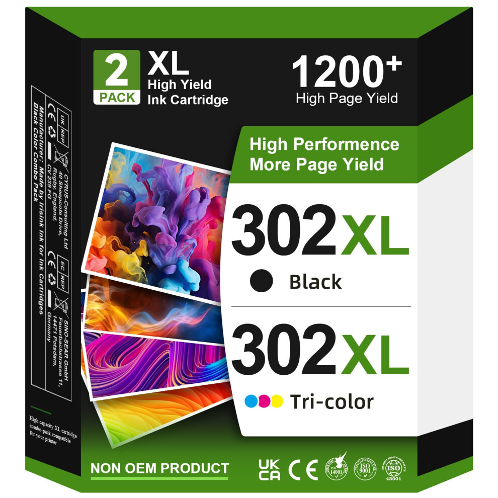 302Xl Ink Cartridges And Colour Replacement For Hp 302 Ink Cartridges Combo Pack For Hp 302XL, Printer Ink 302 Xl For Envy 4520 4527 4523 4524 Black 5000481341222