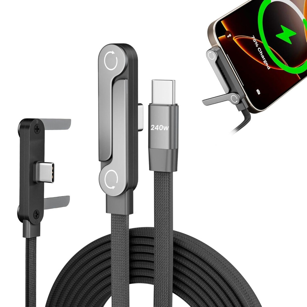 2 In 1 Usb C Charger Cable With Invisible Stand, Usb C To Usb C 240W Fast Charging Braided Cord And Phone Stand Compatible With Iphone,Samsung And An 5002416197911