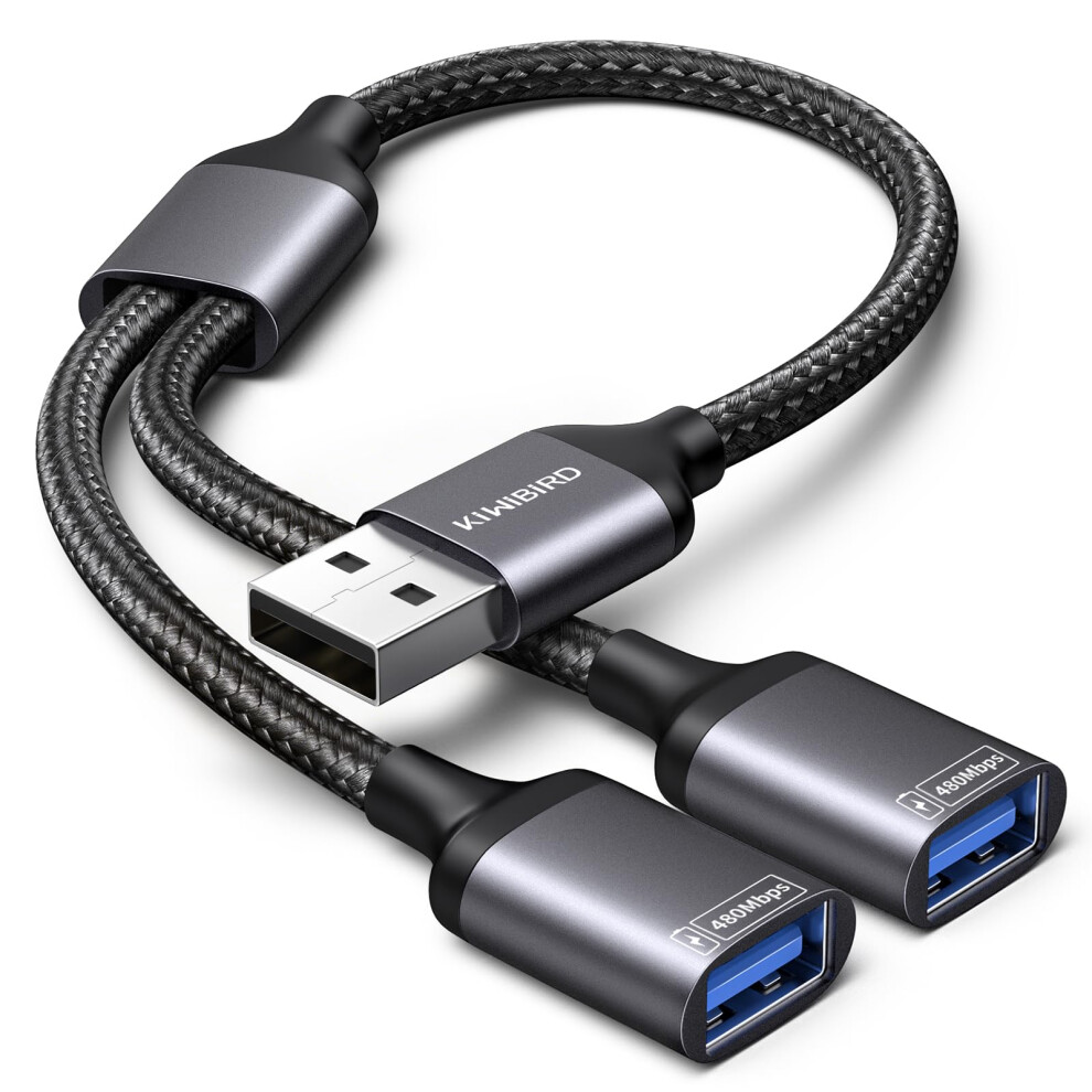 KiwiBird USB Splitter 2 Port, Double Adapter 1 Pack, grey - Image 7