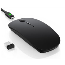 TECKNET Bluetooth Mouse, Slim Rechargeable Wireless Mouse with 4800/3200/2400/1600/1200/800 DPI, USB-C, 2.4G Receiver, Quiet Portable Mini Mouse for