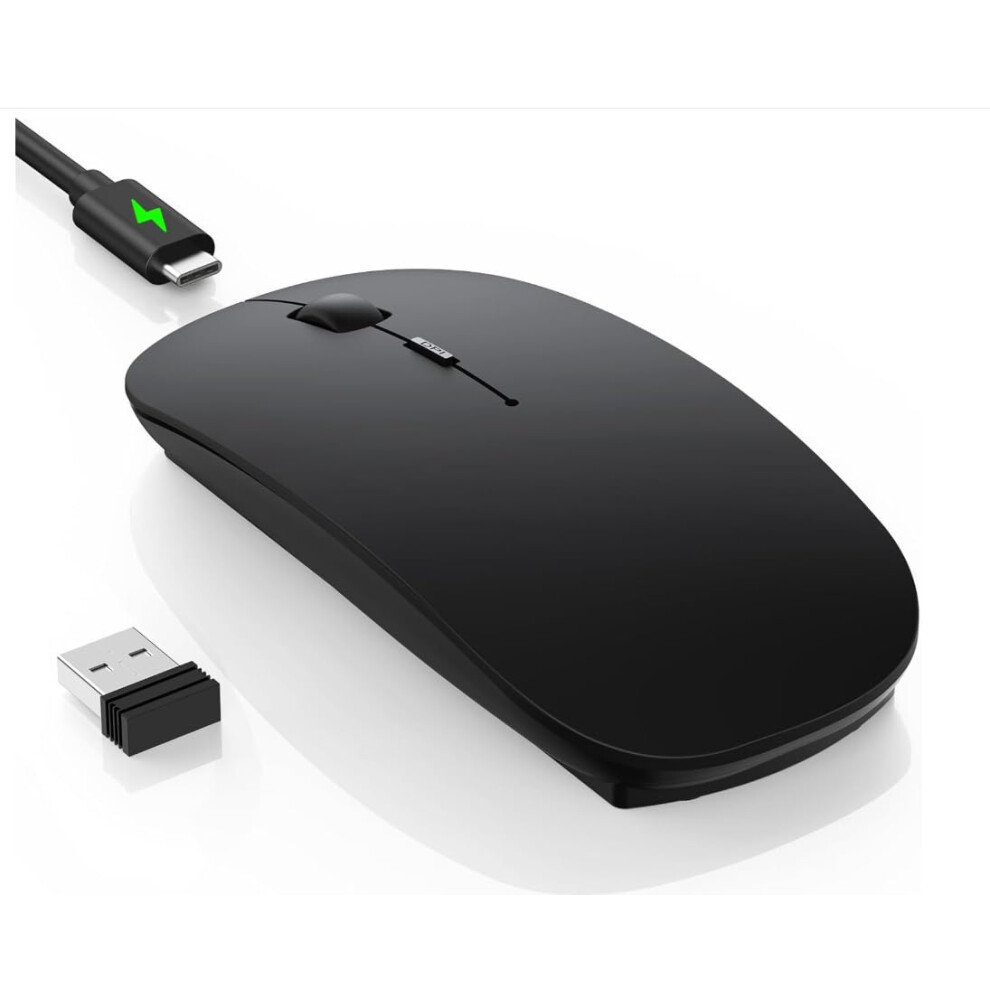 Tecknet Bluetooth Mouse, Slim Rechargeable Wireless Mouse With 4800/3200/2400/1600/1200/800 Dpi, Usb-C, 2.4G Receiver, Quiet Portable Mini Mouse For 8605241346829