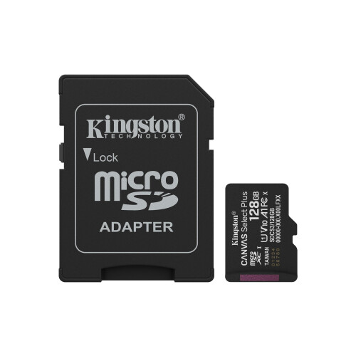 Kingston Kingston Canvas Select Plus microSD Memory Card 128GB microSDXC Gen3 150MB/s A1 Card + Adapter - SDCS3/128GB