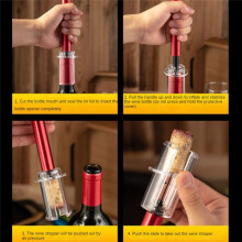 Air Pump Wine Bottle Opener Air Pressure Vacuum Red Wine Stopper Beer Lid Stainless Steel Opener Corkscrew Out Tools