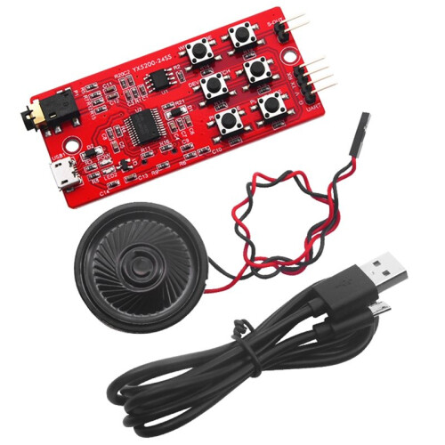 YX5200-24SS MP3 Voice Module with TF Card Solt +Speaker+Micro USB UART Port for  &Raspberry Pi Projects DIY Kit 2