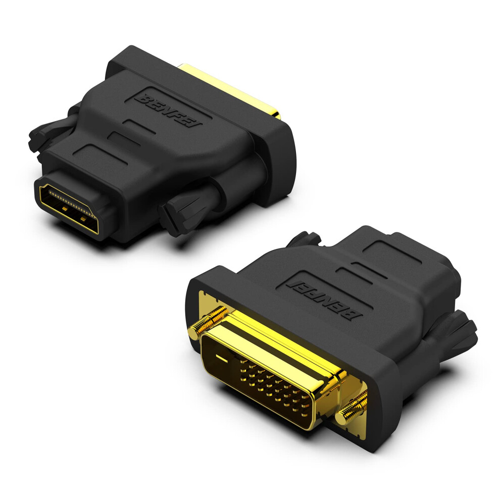 Benfei Dvi To Hdmi Adapter, 2 Packs Bidirectional Hdmi To Dvi-D Adapter With -Plated Connectors Gold 5009517063916