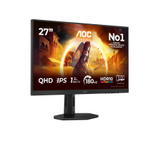 AOC Q27G4XF 27 inch WQHD Gaming Monitor 180Hz, Fast IPS Panel, 0.5ms MPRT, Adaptive Sync, HDR10, G-Sync Compatible, Height Adjustment, (2560x1440 HDM
