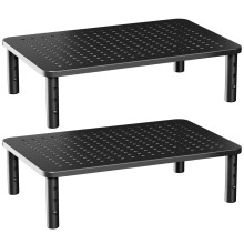 HUANUO 2-Pack Monitor Stand - 3 Height Adjustable Monitor Riser for Laptop, Computer, iMac, PC, Printer, Desktop Metal Ergonomic Desk Monitor Stand R
