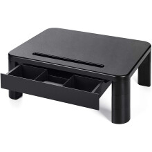 LORYERGO Monitor Stand for Desk - Height Adjustable With Drawer, Computer Riser With Cellphone Holder, Small Printer Stand for Home & Office