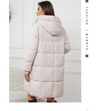 (XXXXXXL, beige) Women Long Slim Warm Hooded Winter Down Jacket Coat Outwear Wadded Parkas Cotton Padded