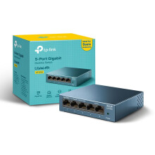 TP-Link LS105G 5 Port Gigabit Network Switch, Metal Case, Energy-Saving, Plug & Play, Ethernet Switch, Ethernet Splitter, Desktop or Wall Mount, Sile