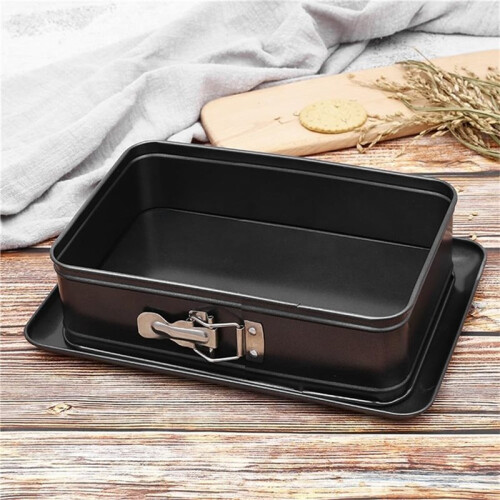 Rectangular Cake Pan with Removable Bottom, Carbon Steel Baking Tin for Cheesecake, Tiramisu, Mousse, Dishwasher Safe 1