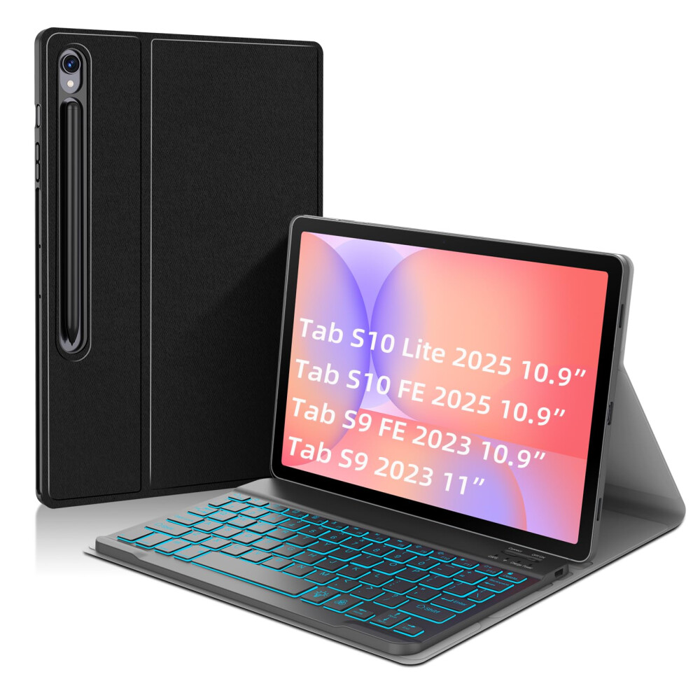 Photos - Laptop Bag JUQITECH Backlit Keyboard Case for Galaxy Tab S10 Lite S10 FE  S9 FE 10.9 Inch S9 11 Inch 2023, Multi-Angle Stand Soft C 2025