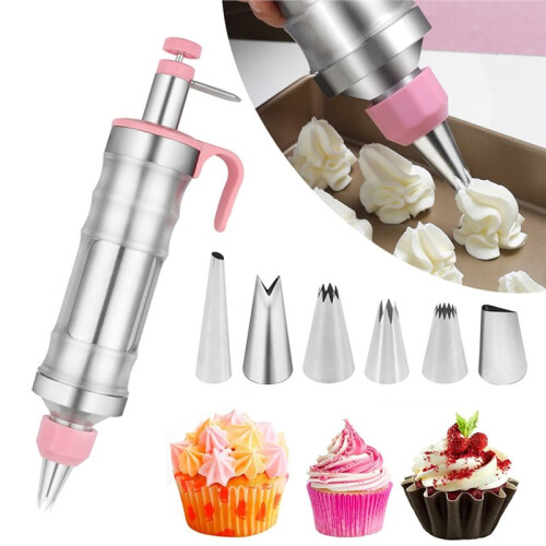 Set di Siringhe per Dessert In Acciaio Inossidabile, Beccucci per Decorare Torte e Biscotti. 2